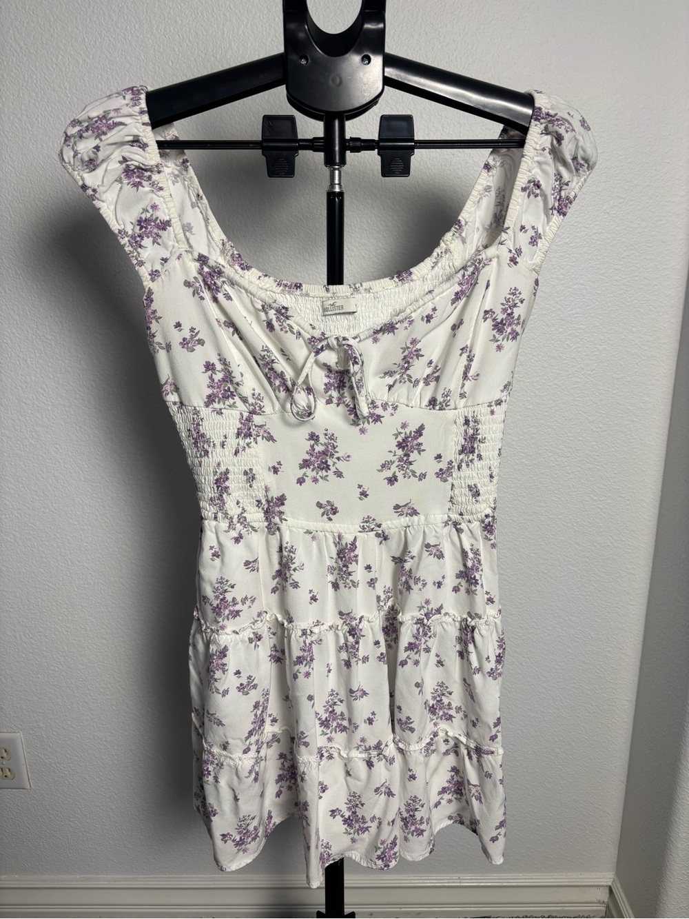 Hollister White Dress with Purple Floral Print